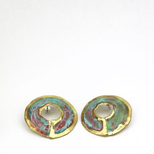 Boucles d’oreilles discs plaqué or et turquoise