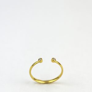 Bague Ajustable Plaqué Or et Zircon Cubique