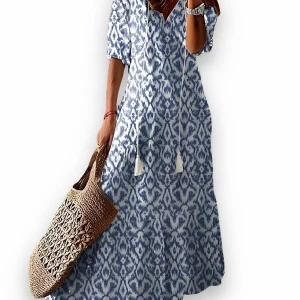 Robe fluide imprimée pour femme | Chic maxi