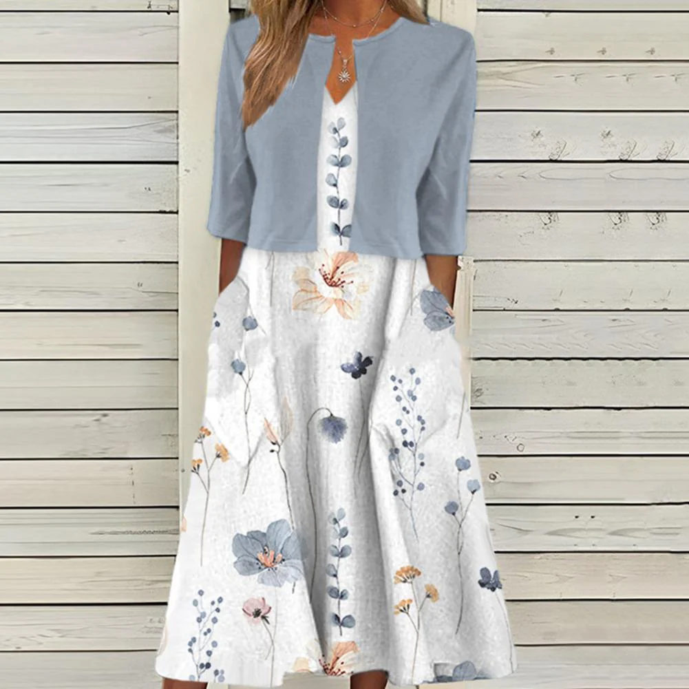 Charlotte - Robe Midi Fleurie Élégante