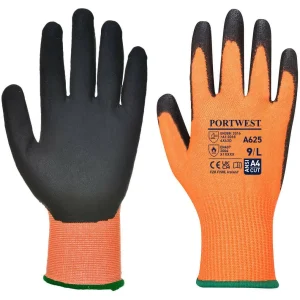 Gant PU Vis-Tex coupure Orange/Noir