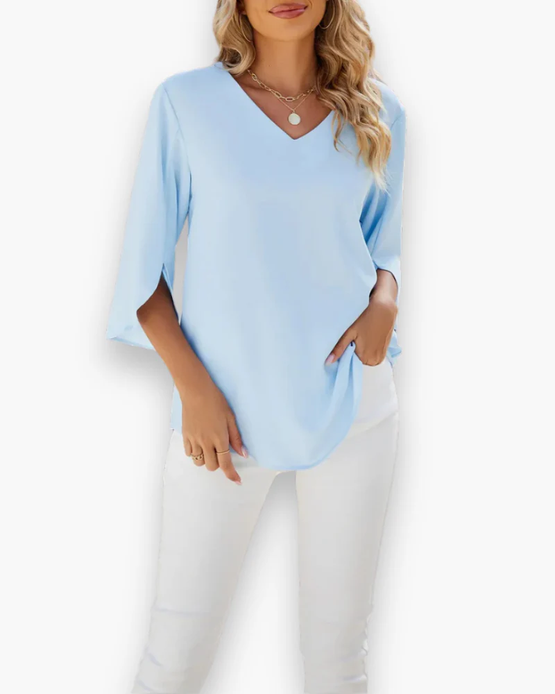Blouse élégante femme | Col en V – Image 3