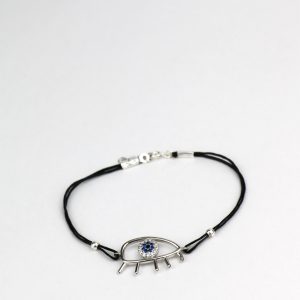 Bracelet Cordon Oeil Grec en Argent