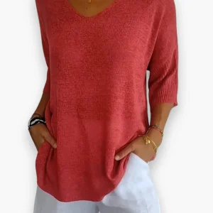 Haut col V moderne pour femme | Confortable