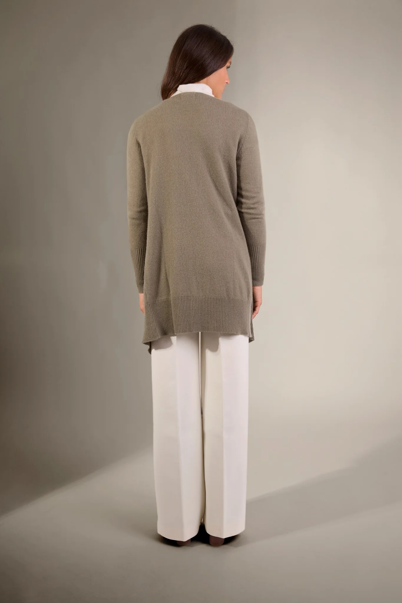 ABIGAIL veste longue army 100% cachemire – Image 3