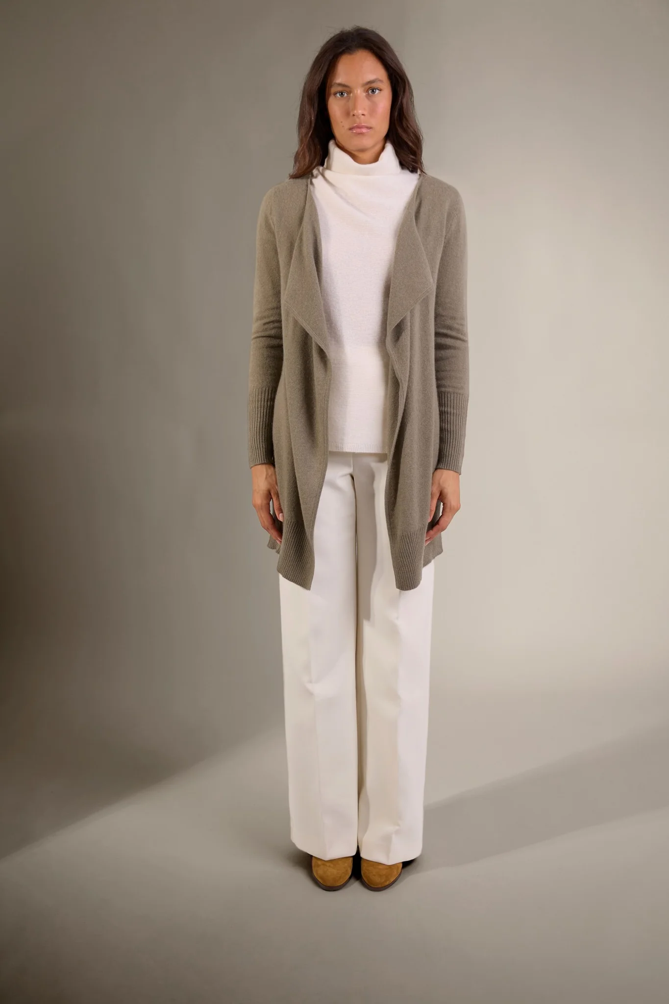 ABIGAIL veste longue army 100% cachemire – Image 5