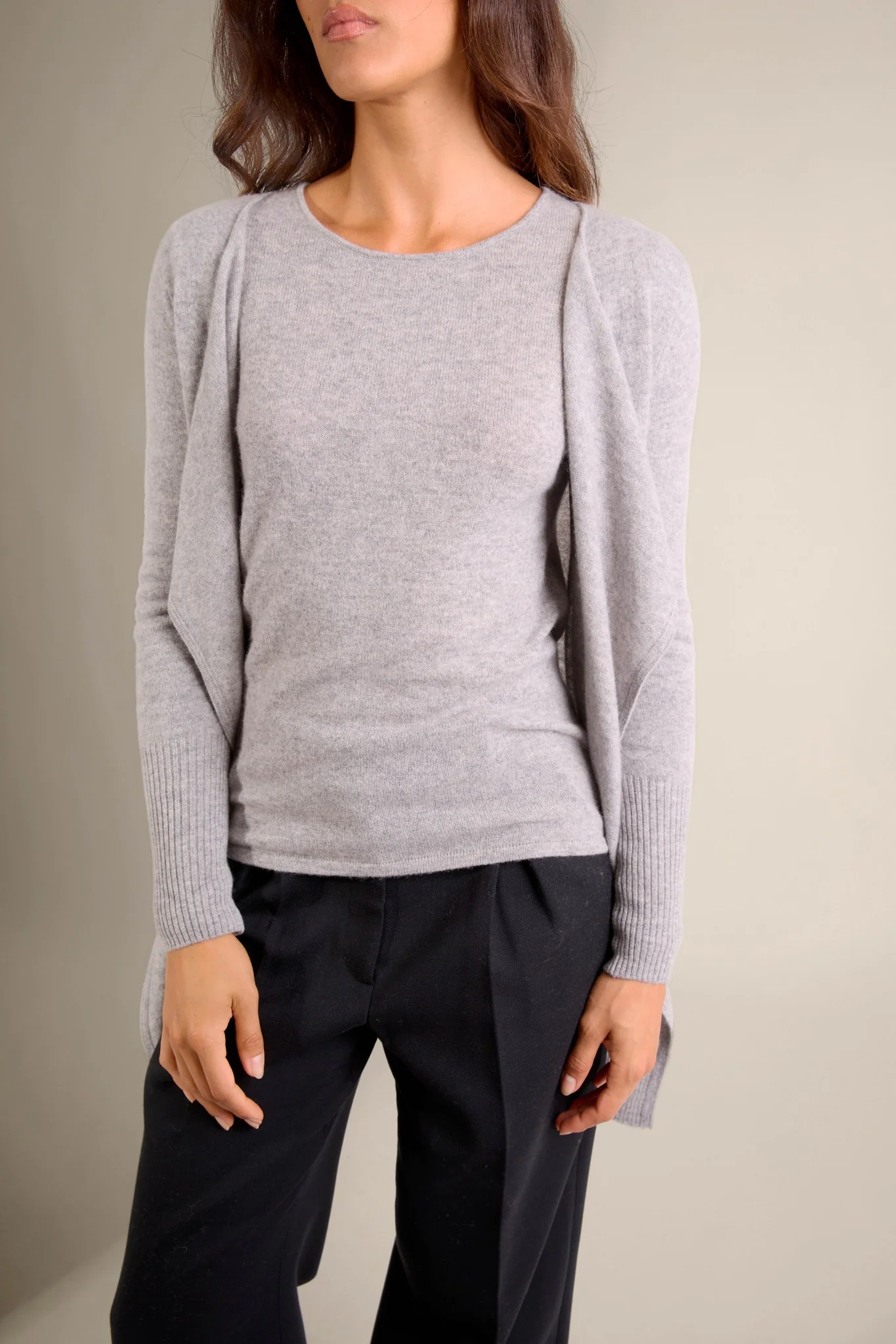 ABIGAIL veste longue nuage chiné 100% cachemire – Image 3