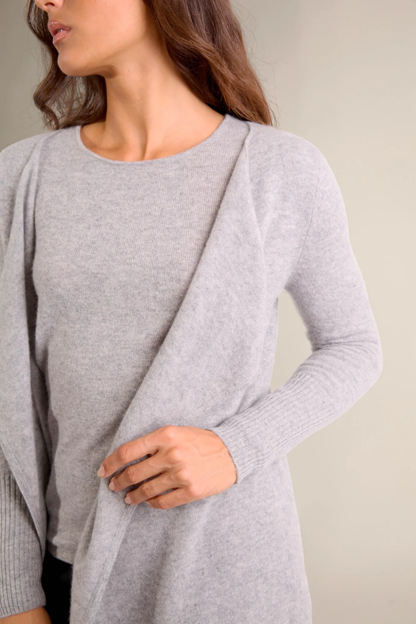 ABIGAIL veste longue nuage chiné 100% cachemire – Image 5