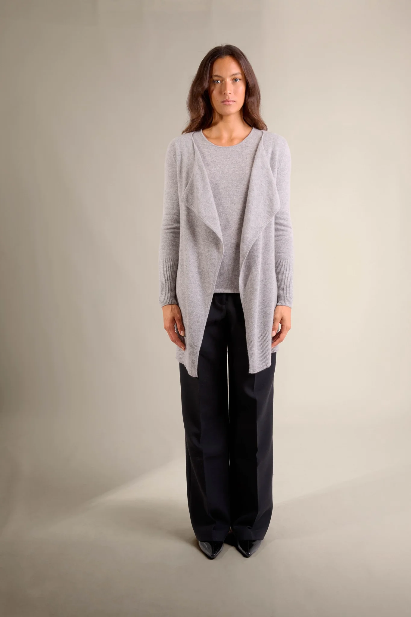 ABIGAIL veste longue nuage chiné 100% cachemire – Image 6