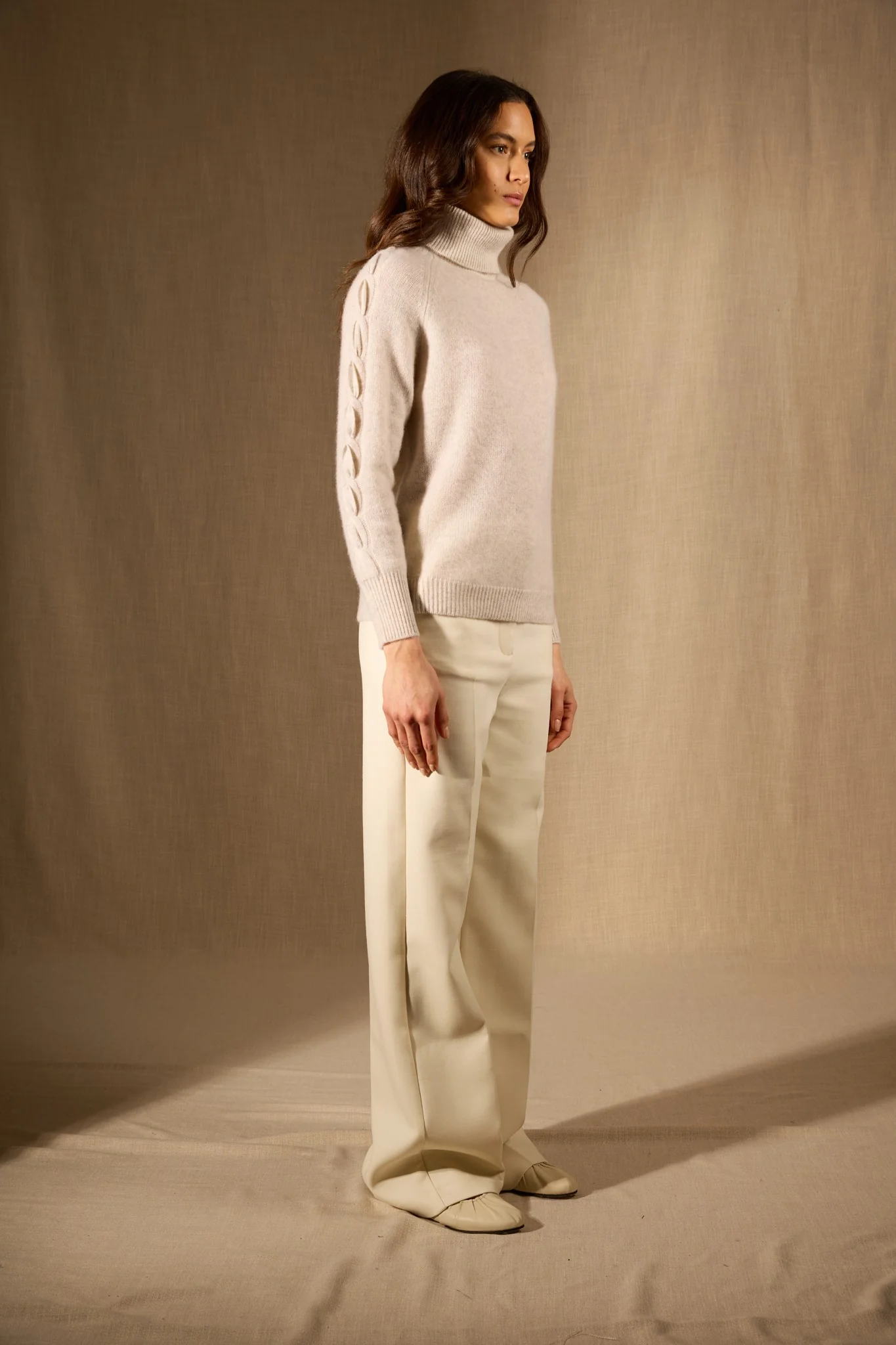 ALBANY pull col roulé 4 fils gris perle chiné 100% cachemire – Image 5