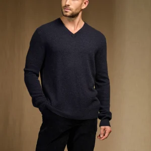 ALEXANDER pull col v caviar 100% cachemire