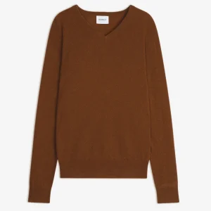 ALEXANDER pull col v chataigne 100% cachemire