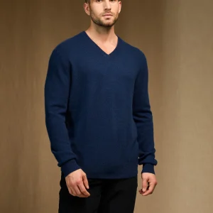 ALEXANDER pull col v minuit 100% cachemire