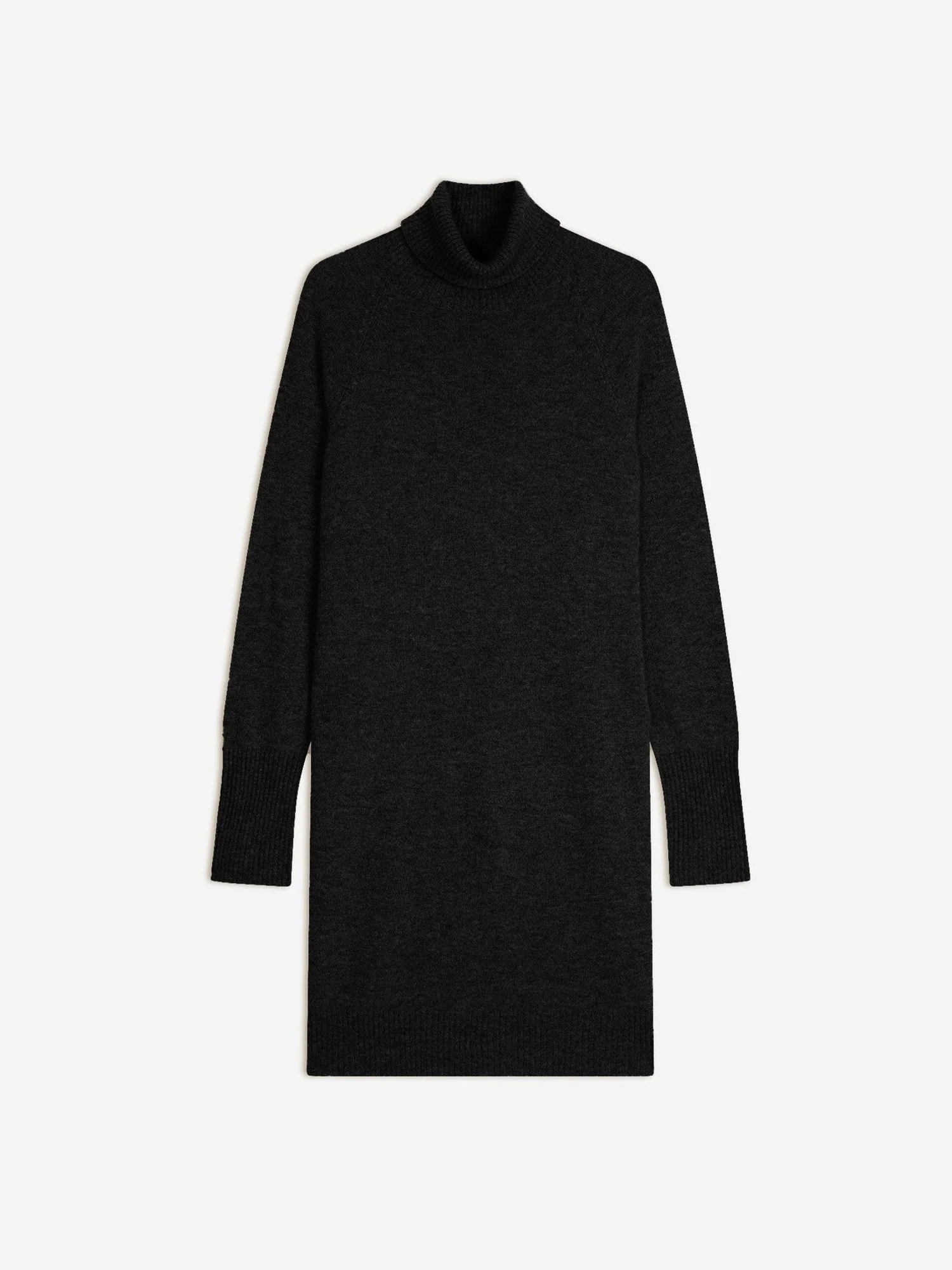 AMANDA robe col roulé noir chiné 100% cachemire