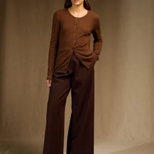 AMY cardigan col rond cannelle 100% cachemire