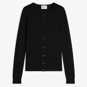 AMY cardigan col rond noir 100% cachemire