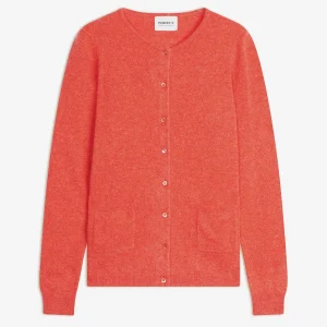 AMY cardigan col rond orange chiné 100% cachemire