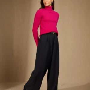 ASHLEY pull col roulé fuchsia 100% cachemire