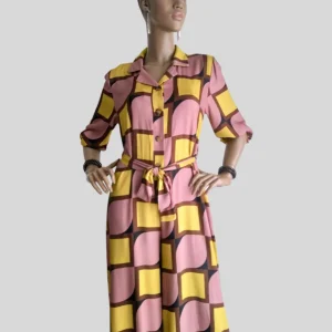 Combinaison JAUNE MOUTARDE imprimée à carreaux