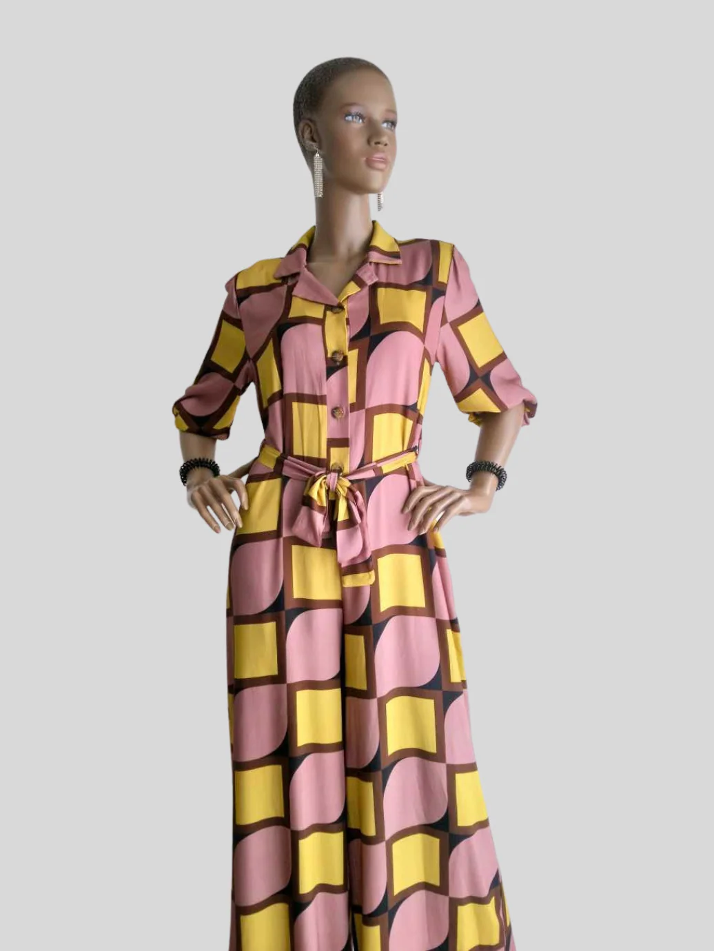 Combinaison JAUNE MOUTARDE imprimée à carreaux – Image 4