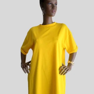 Robe-T-Shirt JAUNE avec manches à revers