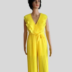 Combinaison JAUNE plissée à volants avec ceinture