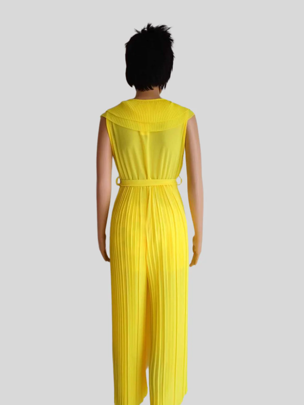 Combinaison JAUNE plissée à volants avec ceinture – Image 5
