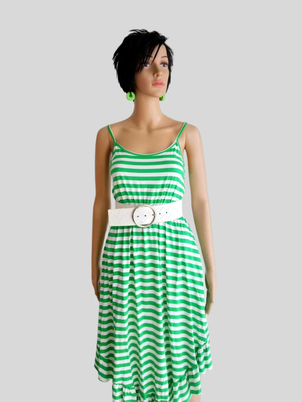 Robe à rayures VERTE femme – Image 3