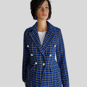 Blazer en Tweed BLEU femme