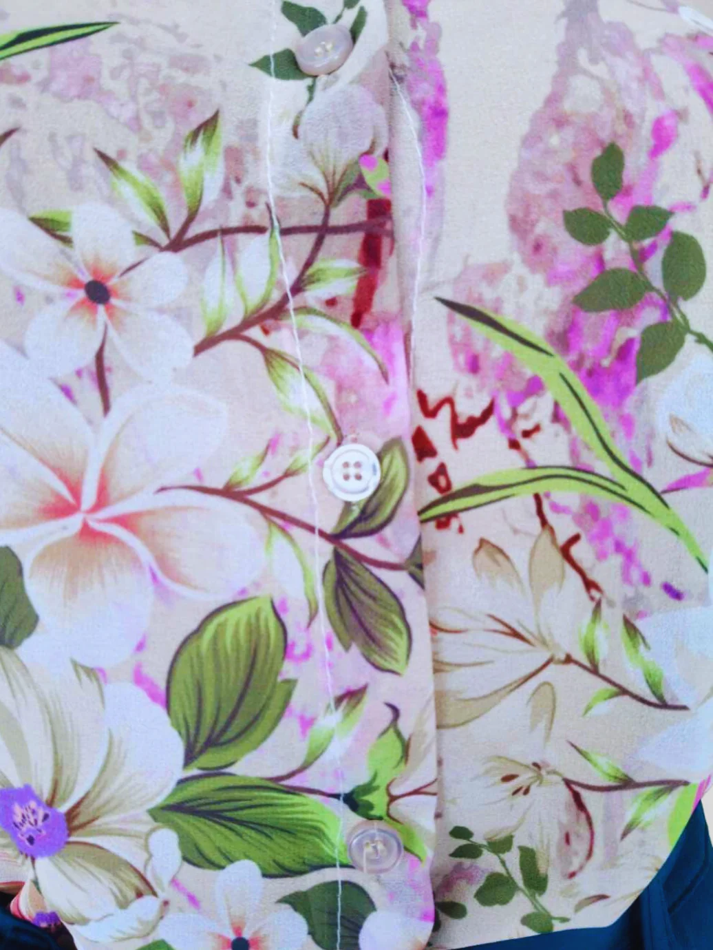 Blouse BEIGE à fleurs à nouer – Image 8