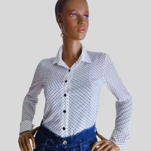 Chemisier BLANC Imprimé à pois