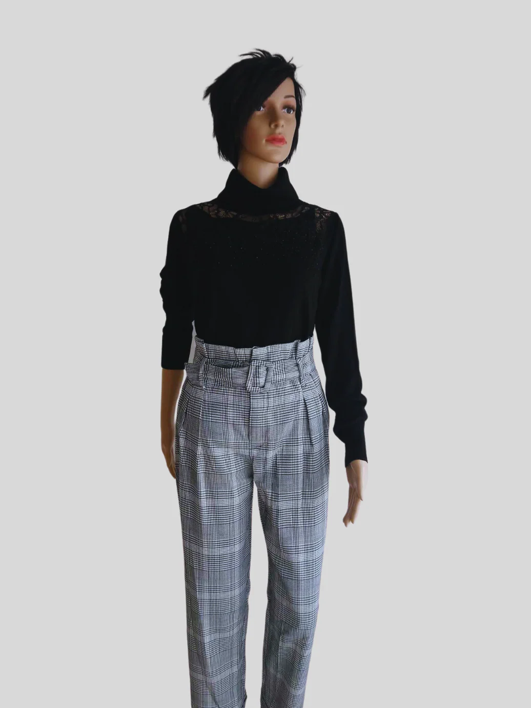 Pantalon GRIS à pinces taille haute – Image 6