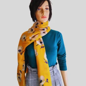 Foulard JAUNE MOUTARDE imprimé à fleurs