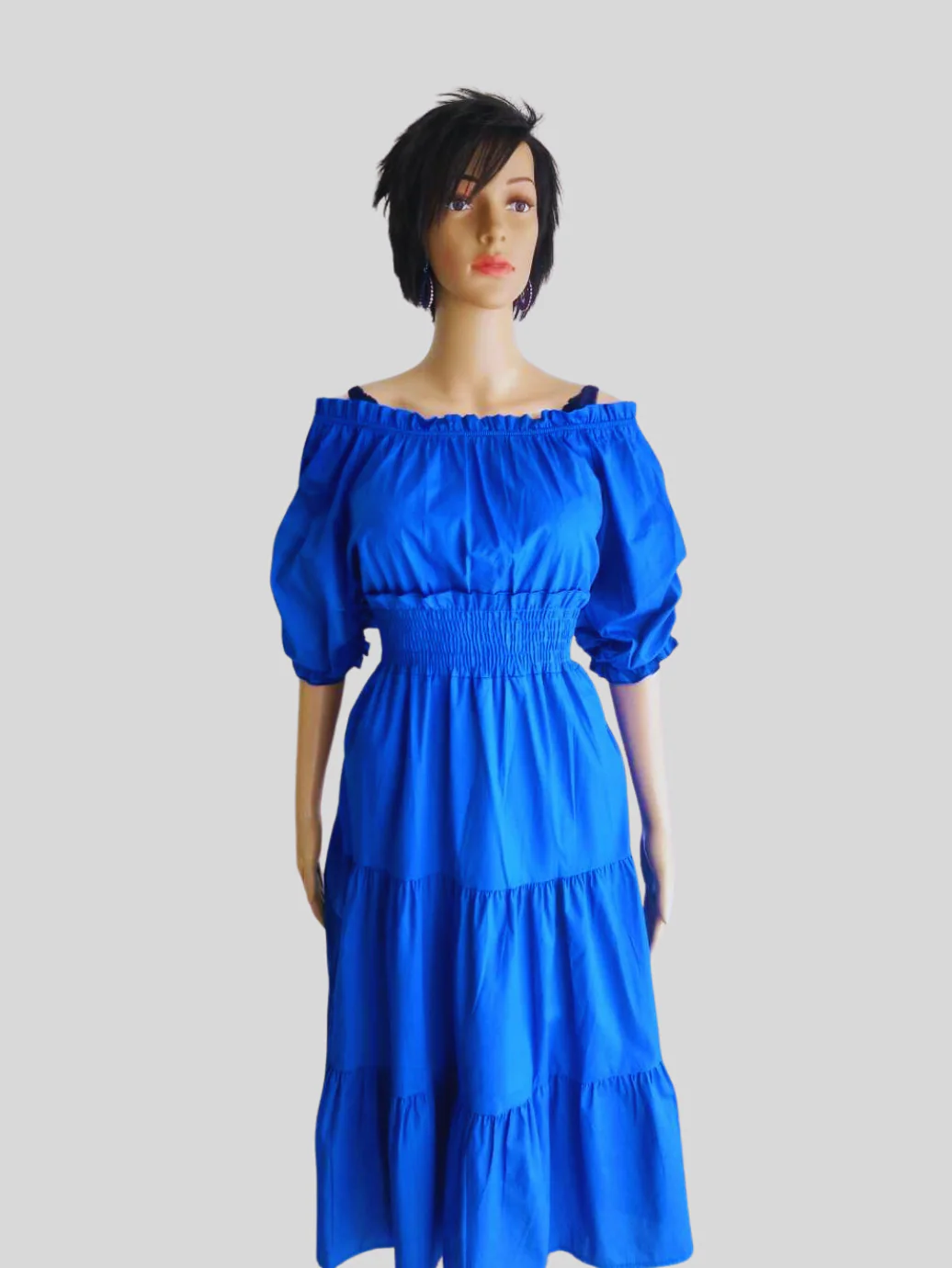 Robe BLEU ÉLECTRIQUE à volants femme – Image 2