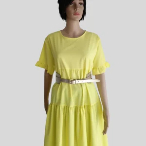 Robe JAUNE à manches à volants