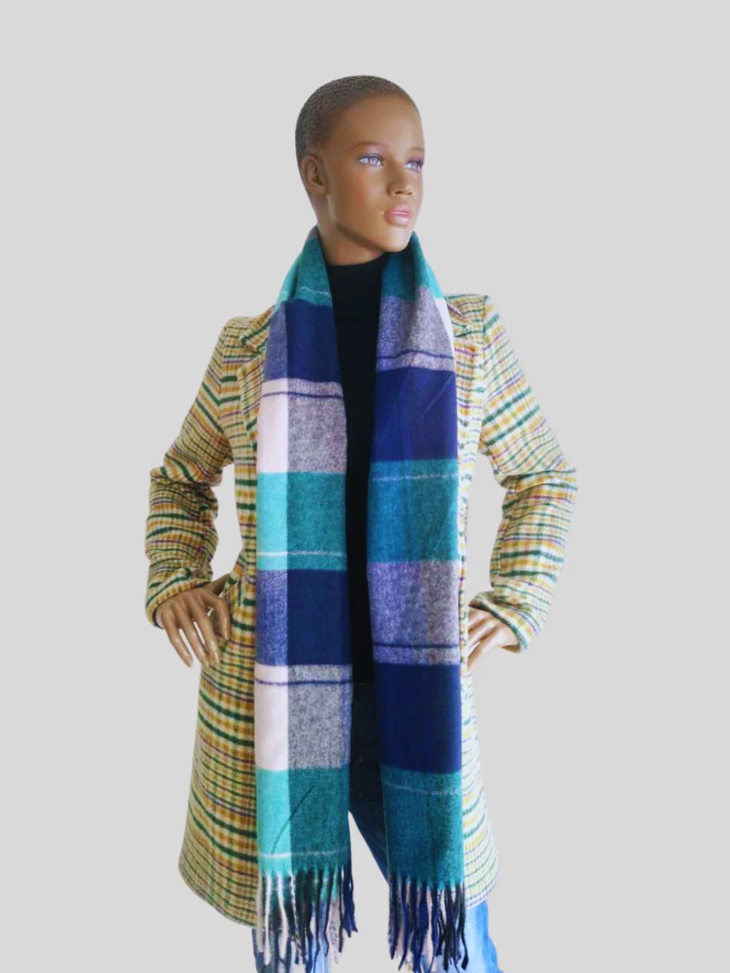 Écharpe VERTE imprimée à carreaux – Image 3