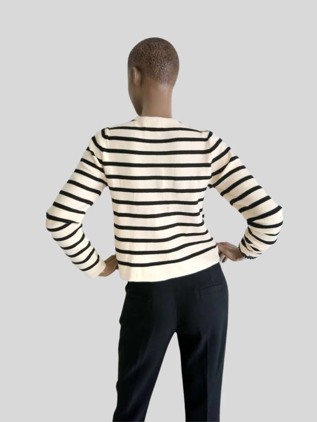 Cardigan BEIGE à rayures – Image 5