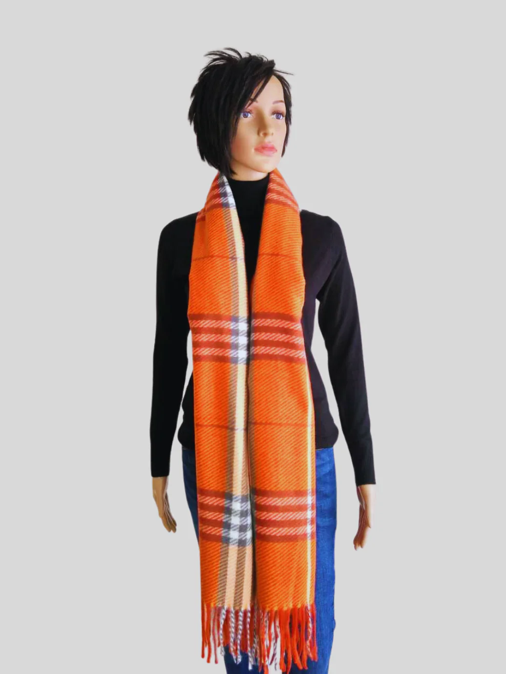 Écharpe ORANGE imprimée à carreaux – Image 3