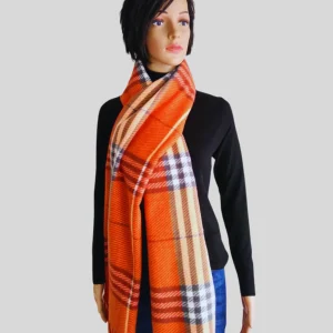 Écharpe ORANGE imprimée à carreaux