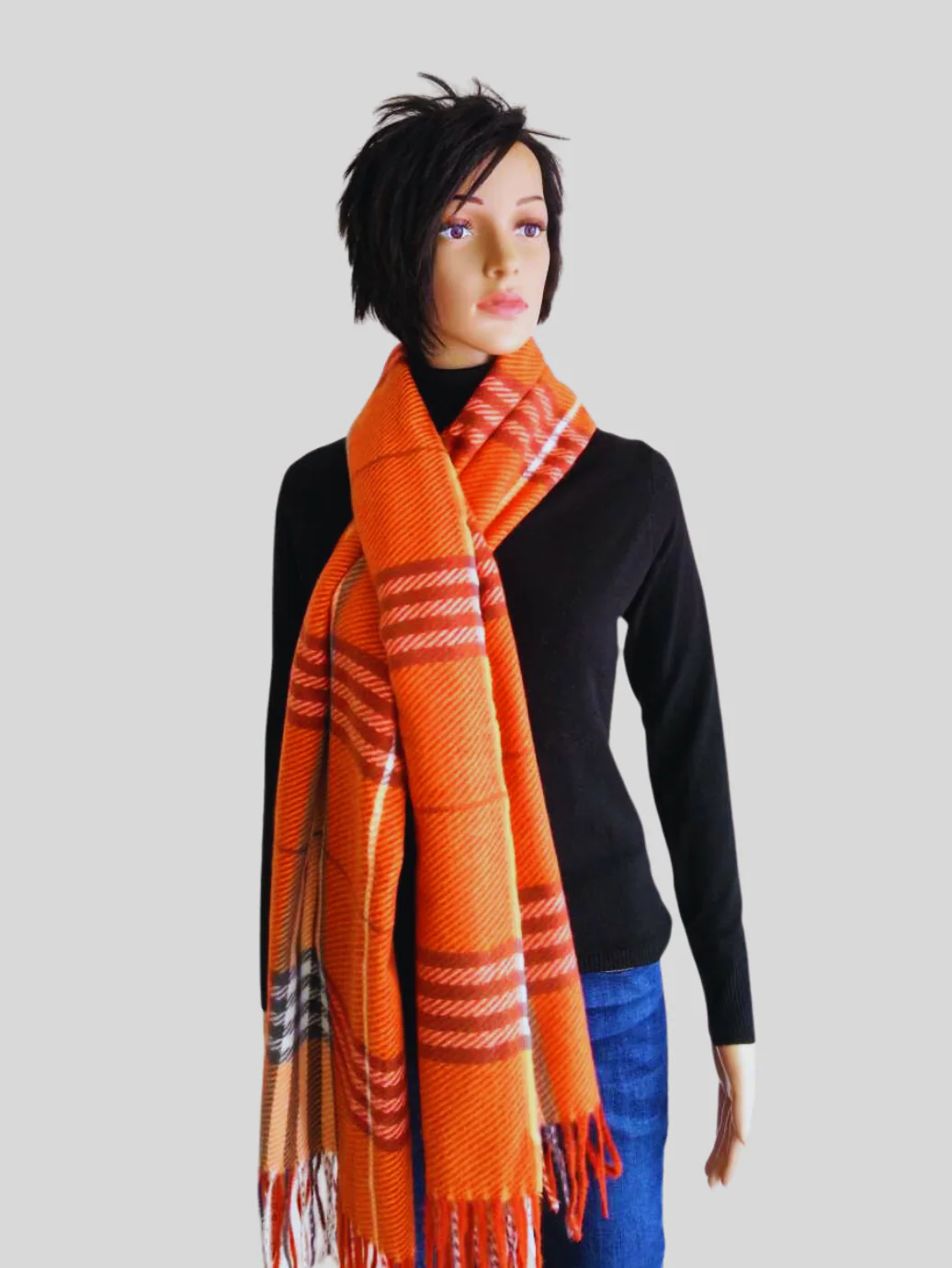 Écharpe ORANGE imprimée à carreaux – Image 5