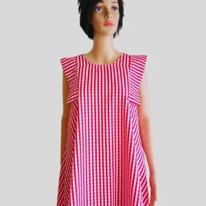 Robe ROUGE à carreaux femme