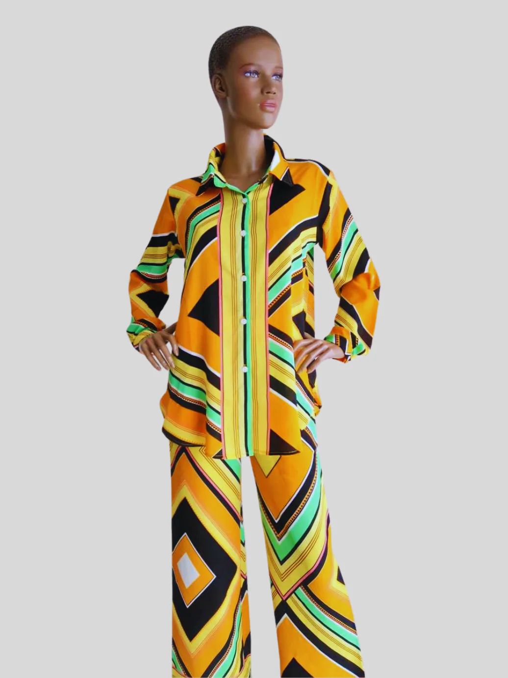 Ensemble chemise et pantalon JAUNE imprimé – Image 7