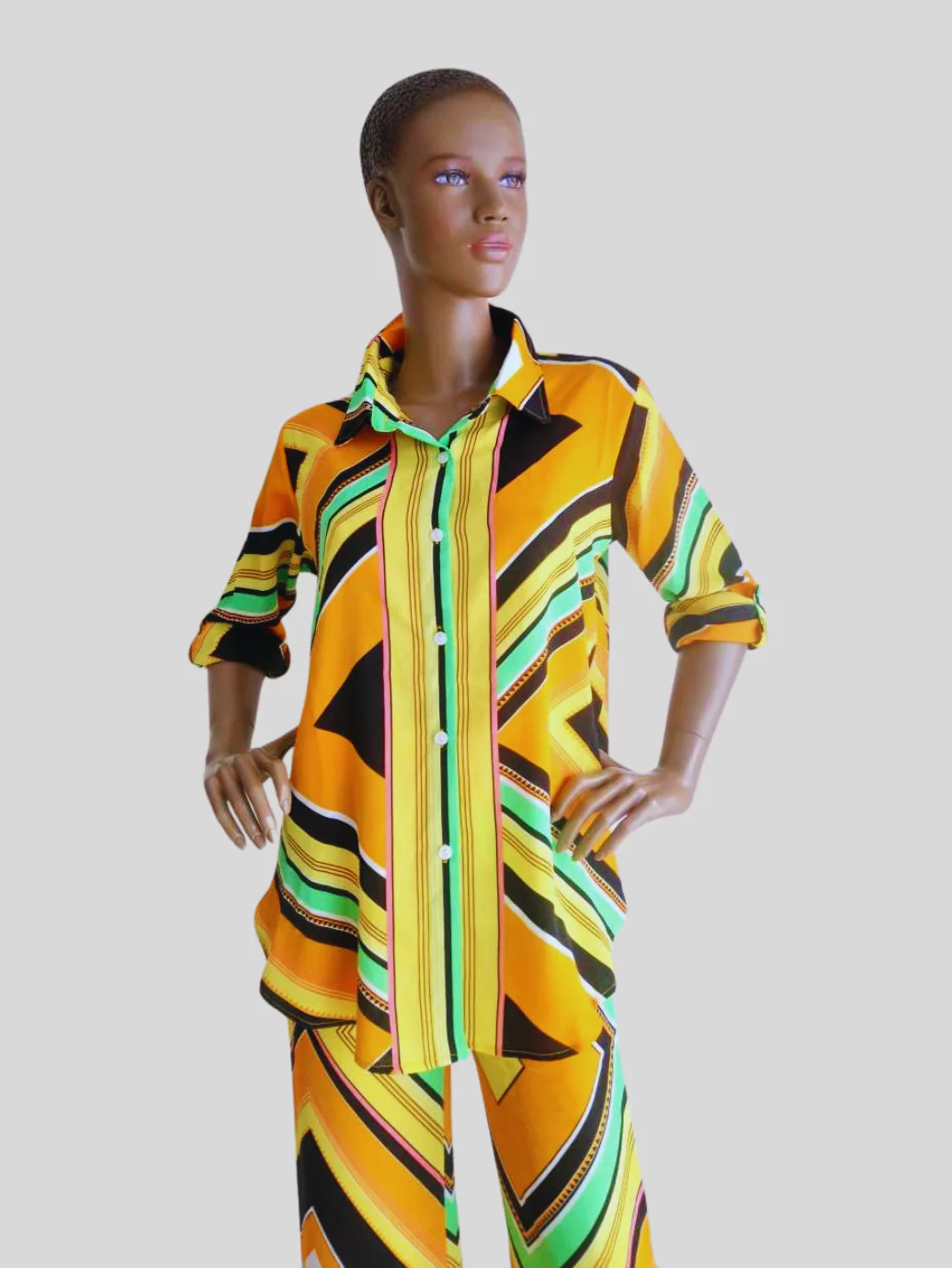 Ensemble chemise et pantalon JAUNE imprimé – Image 6