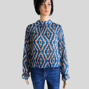 Blouse crop top BLEUE imprimée