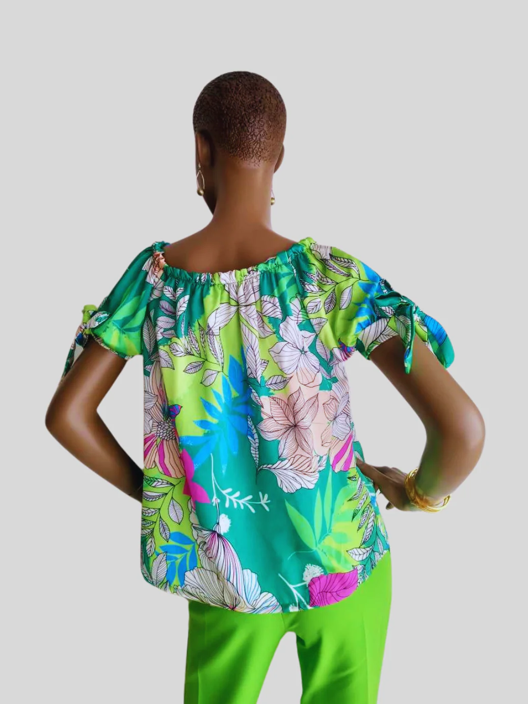 Blouse JADE imprimée à fleurs à nouer – Image 4