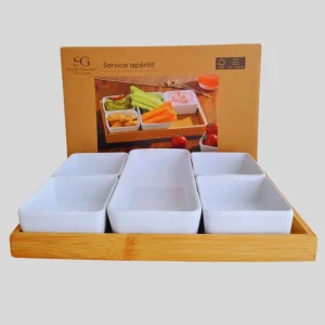 Service apéritif, dessert sucré, salé avec plateau en bambou