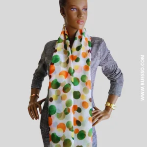 Foulard imprimé à pois VERT & ORANGE