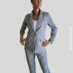 Tailleur-pantalon GRIS imprimé à carreaux