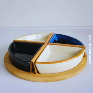 Service apéritif avec plateau en bambou rond