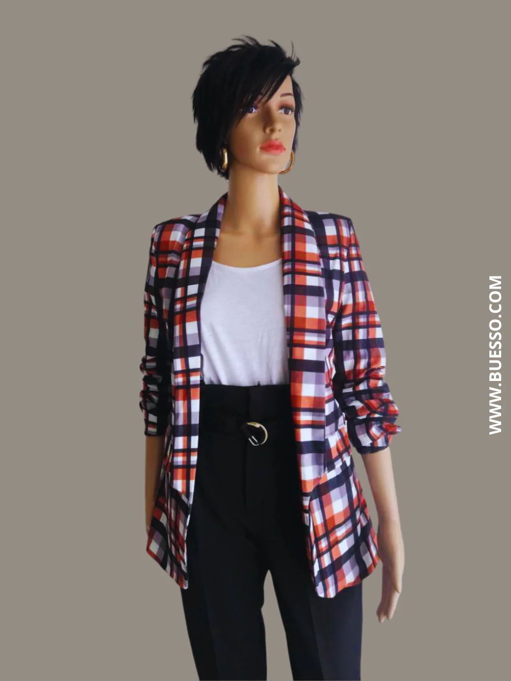 Blazer MARRON à manches froncées – Image 2